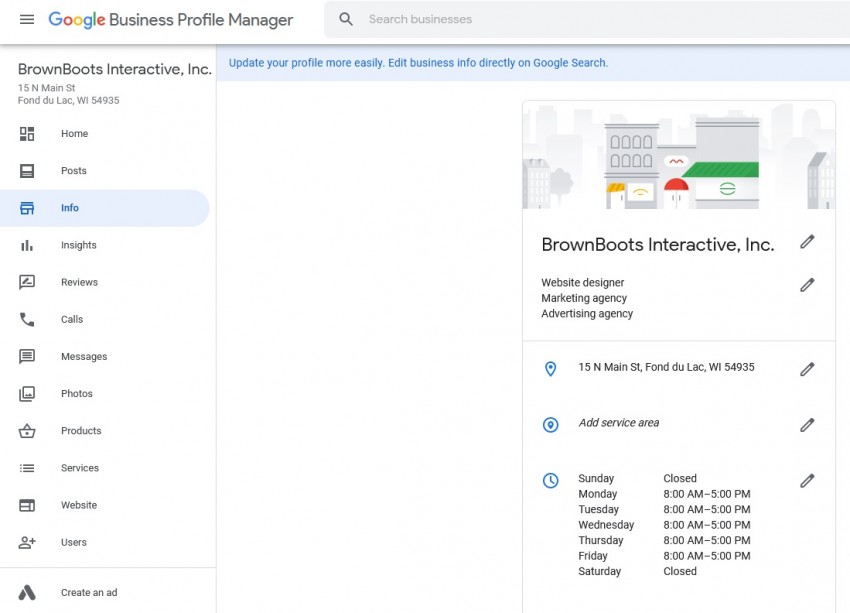 Google Business desktop