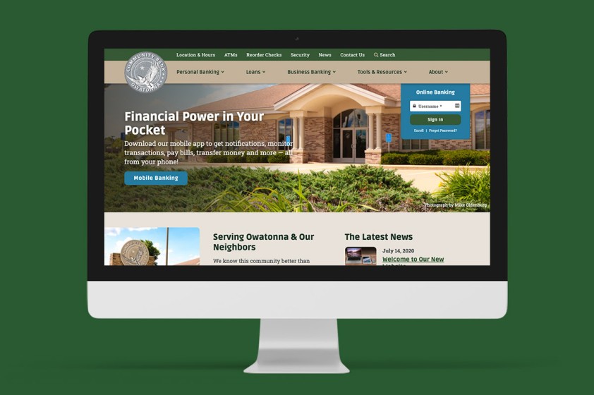 Small bank website gets major makeover