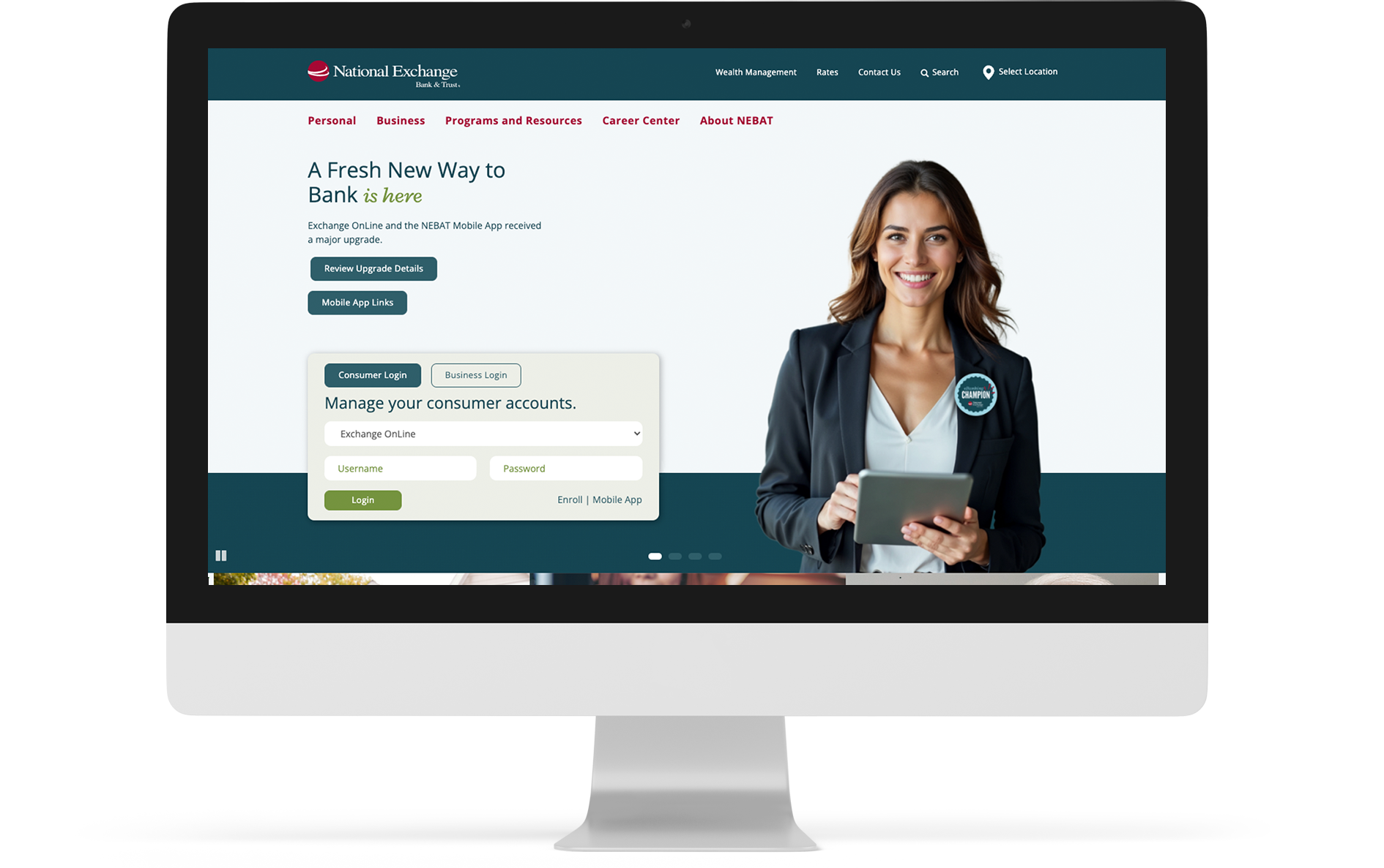 Screenshot of National Exchange Bank & Trust