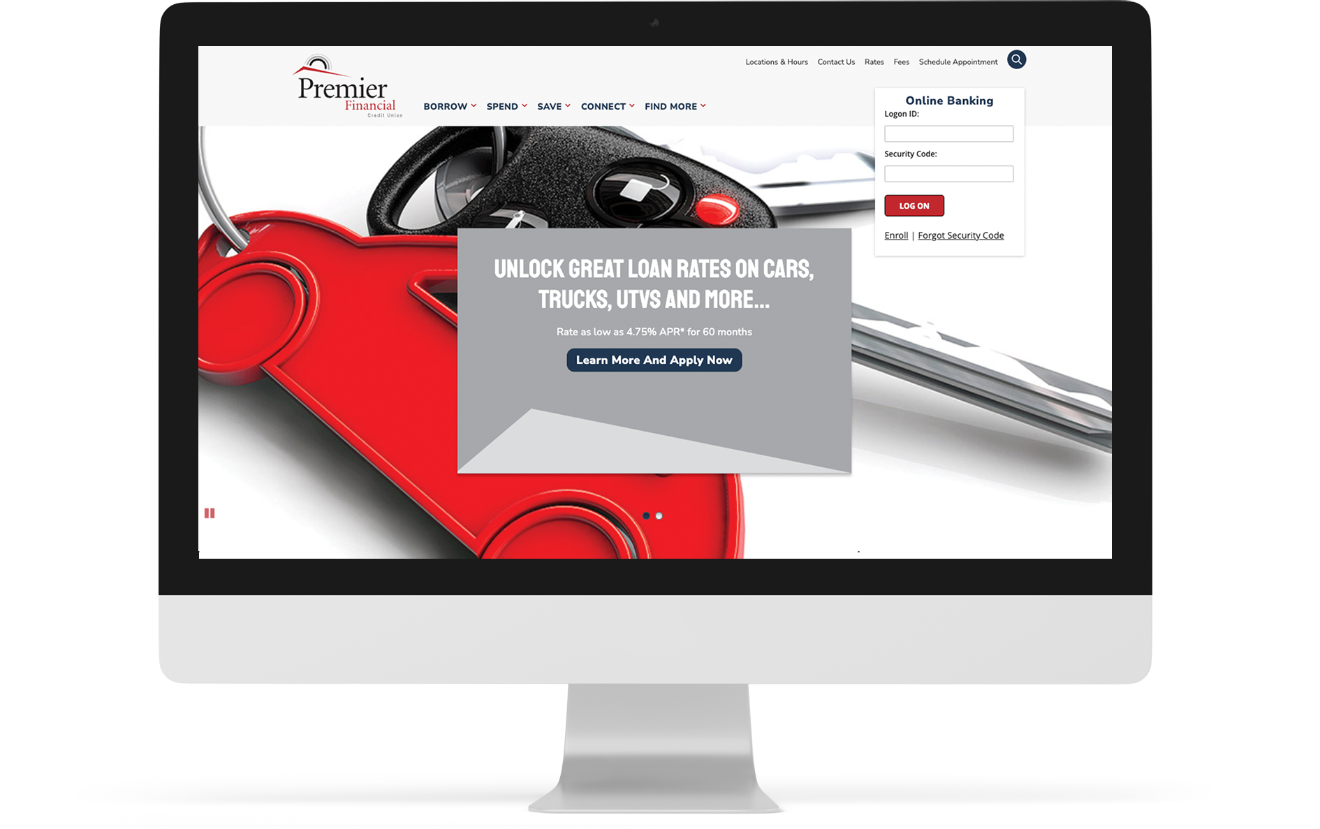 Screenshot of Premier Financial Credit Union