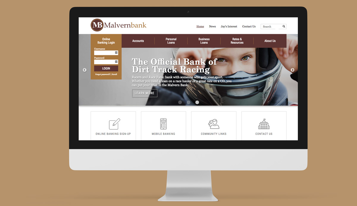 Screenshot of Malvern Bank