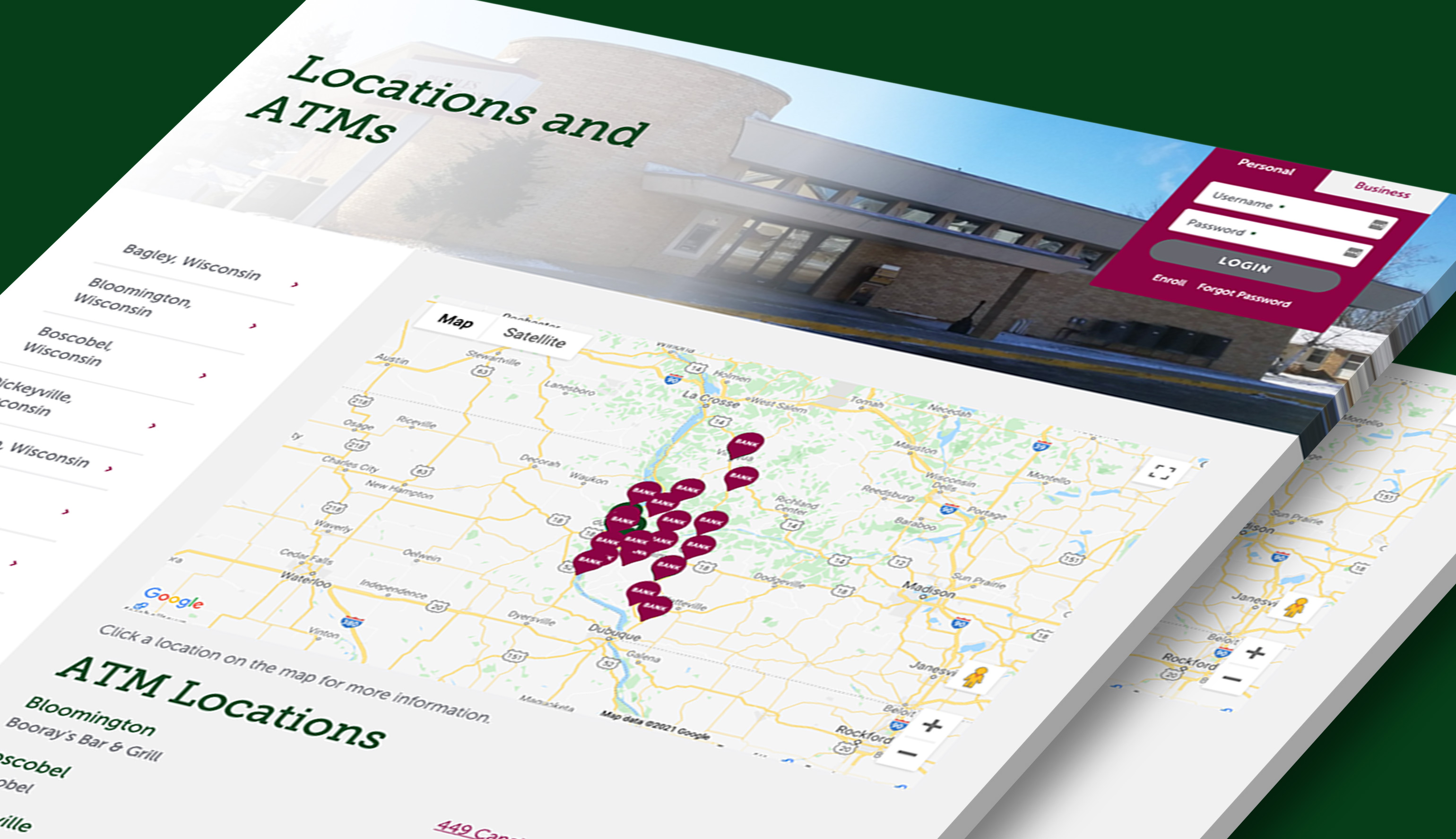 The custom locations page from Peoples State Bank’s website