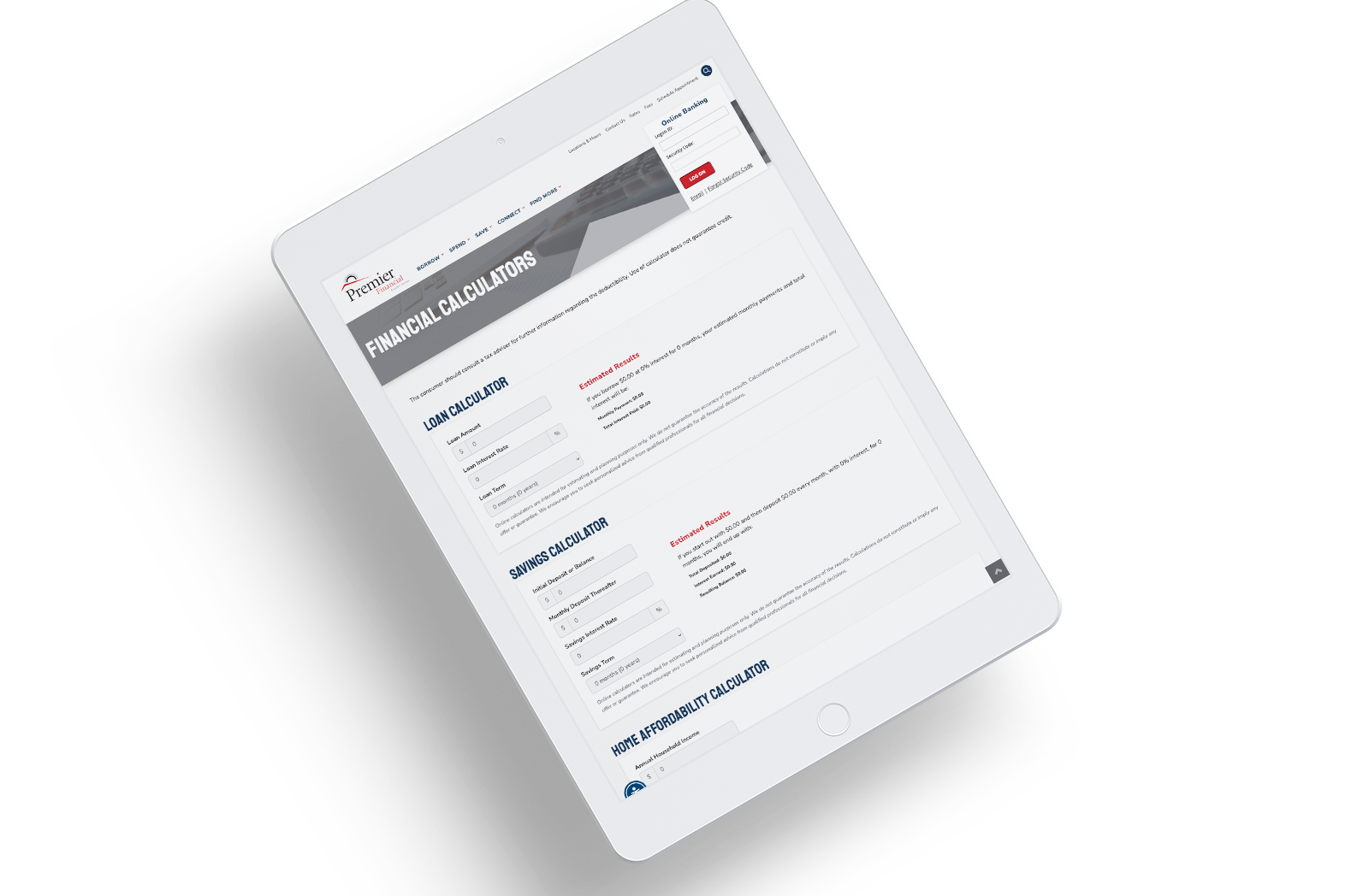 Financial calculators on Premier Financial Credit Union&#039;s website